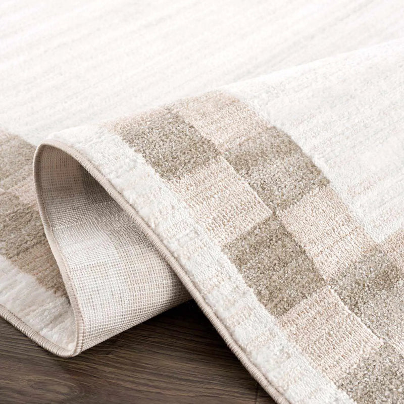 Azrika Beige Checkered Washable Rug - Clearance by Boutique Rugs