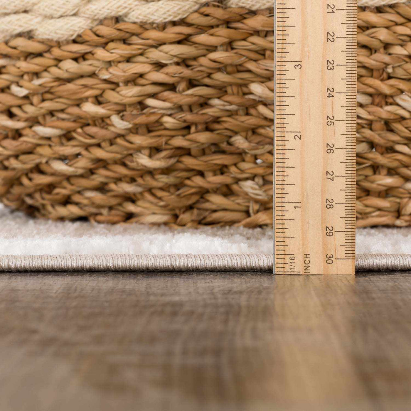 Azrika Beige Checkered Washable Rug - Clearance by Boutique Rugs