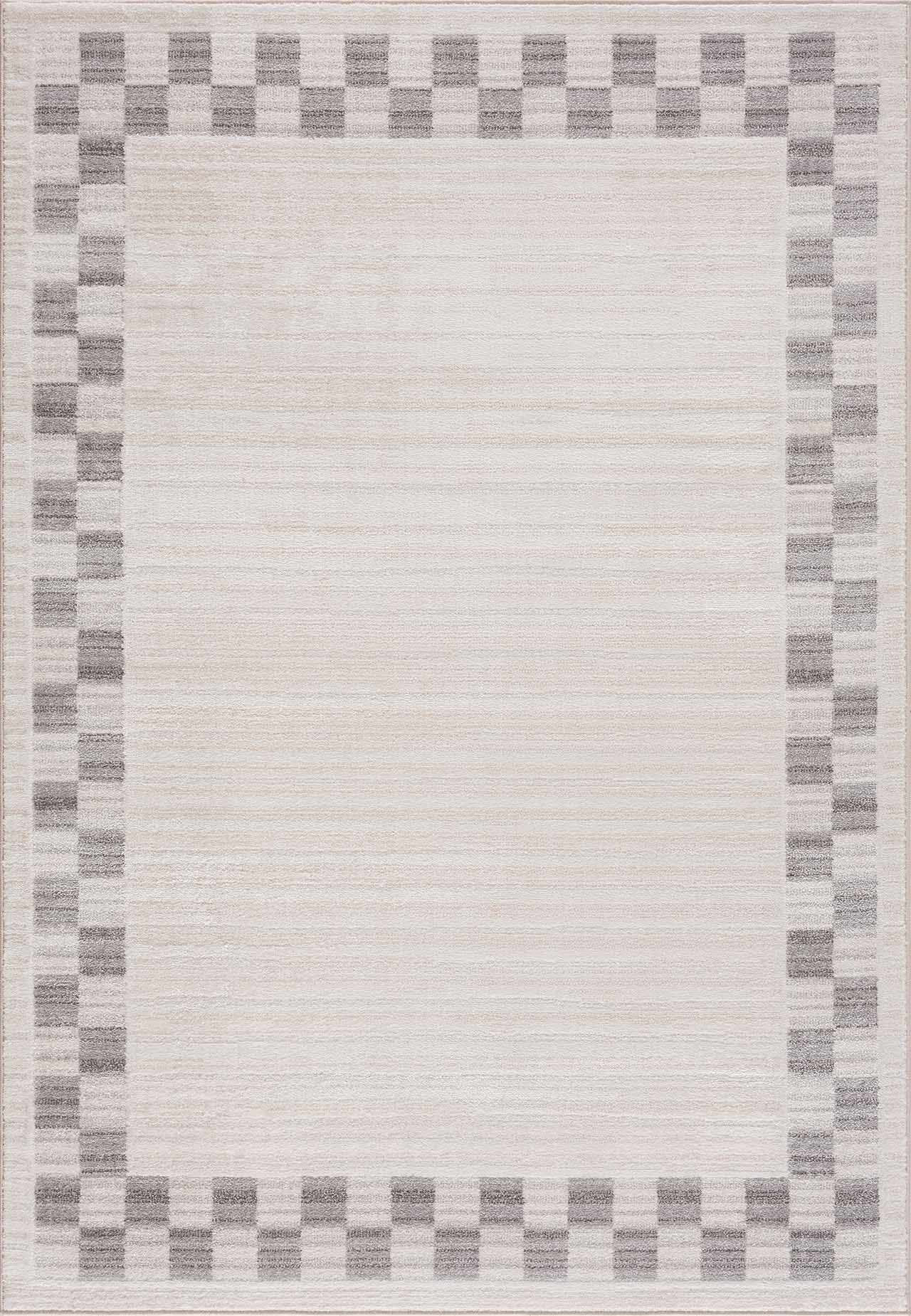 Azrika Gray Checkered Washable Rug - Clearance by Boutique Rugs