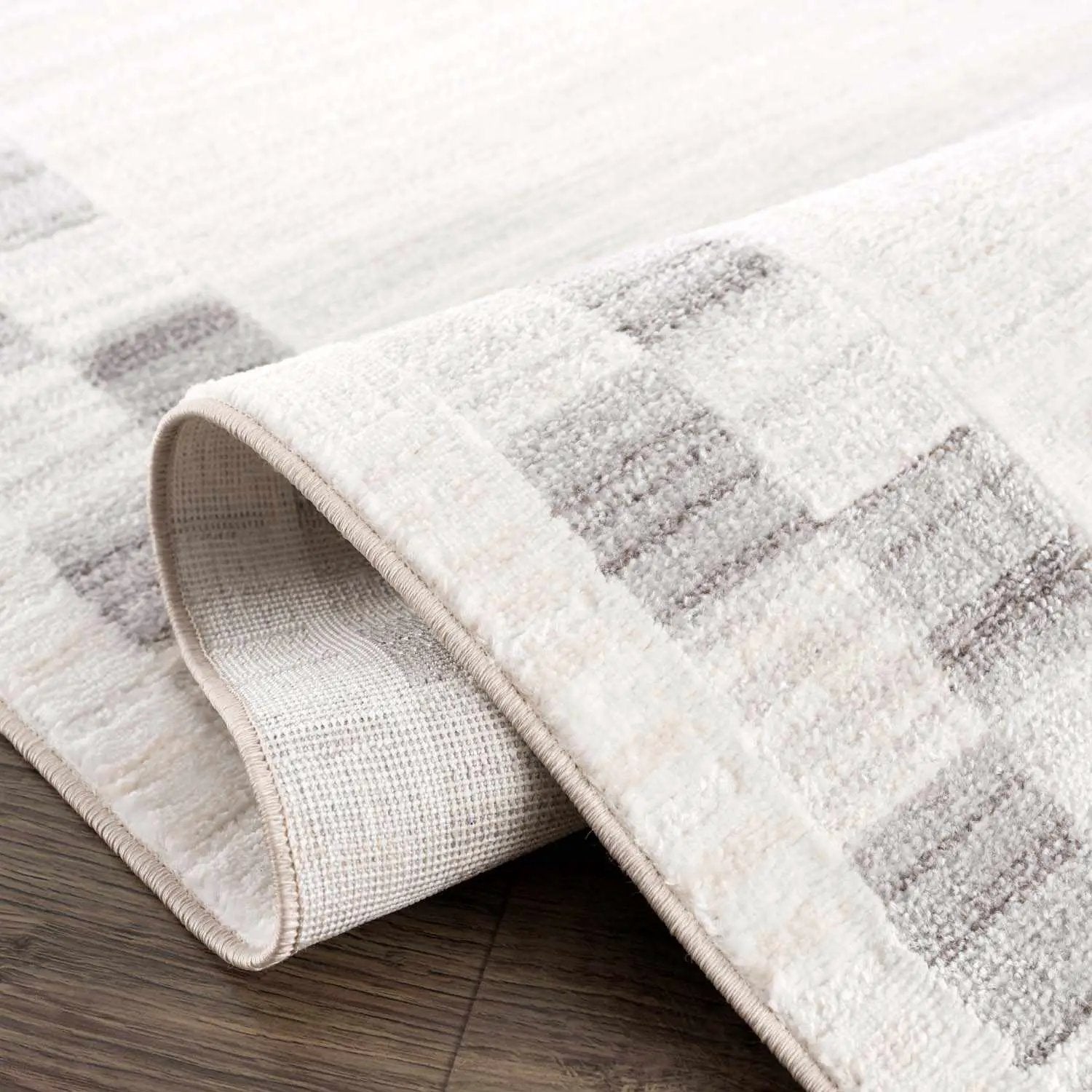 Azrika Gray Checkered Washable Rug - Clearance by Boutique Rugs