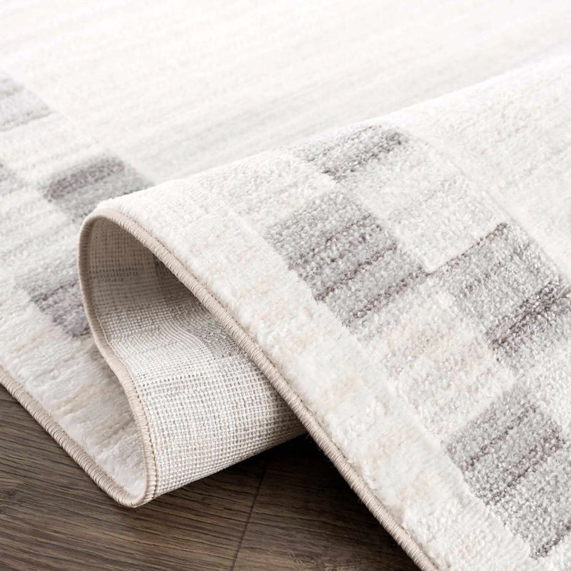 Azrika Gray Checkered Washable Rug - Clearance by Boutique Rugs