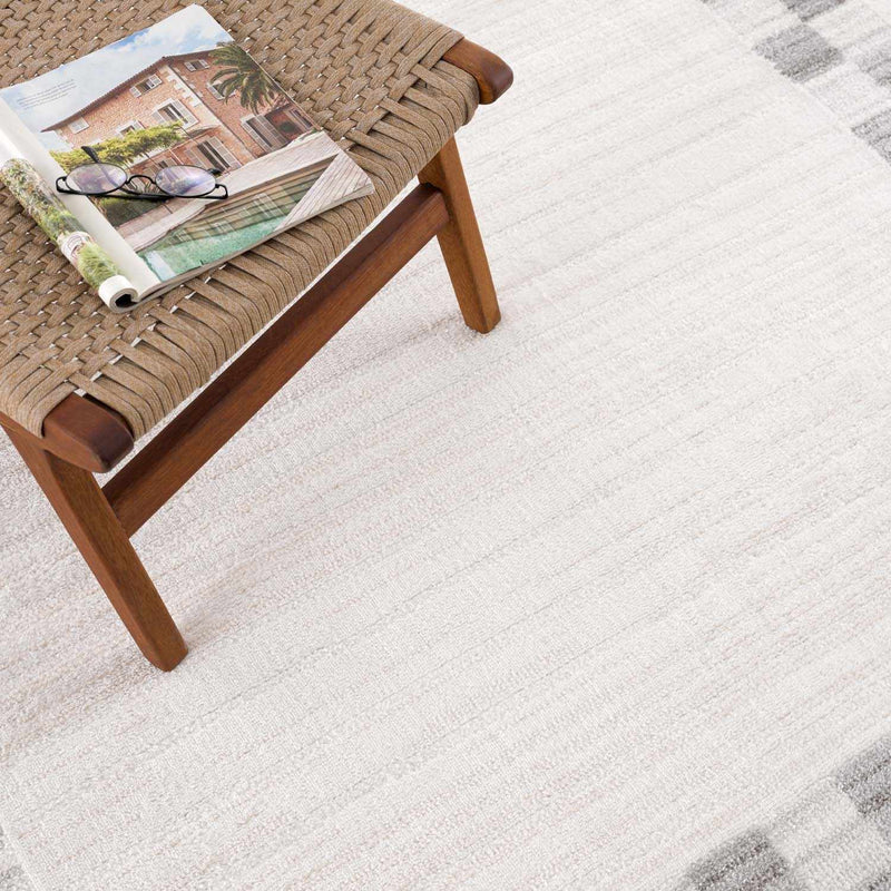 Azrika Gray Checkered Washable Rug - Clearance by Boutique Rugs