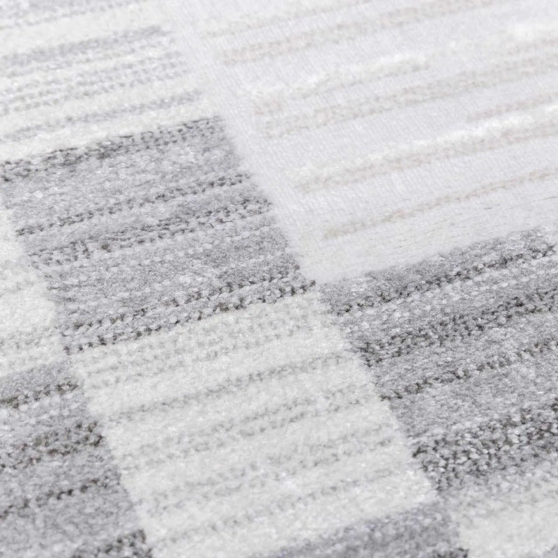 Azrika Gray Checkered Washable Rug - Clearance by Boutique Rugs