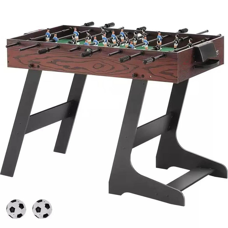 Foldable Foosball Table with 2 Balls in Walnut Wood Finish - Standard Size by HomePacific