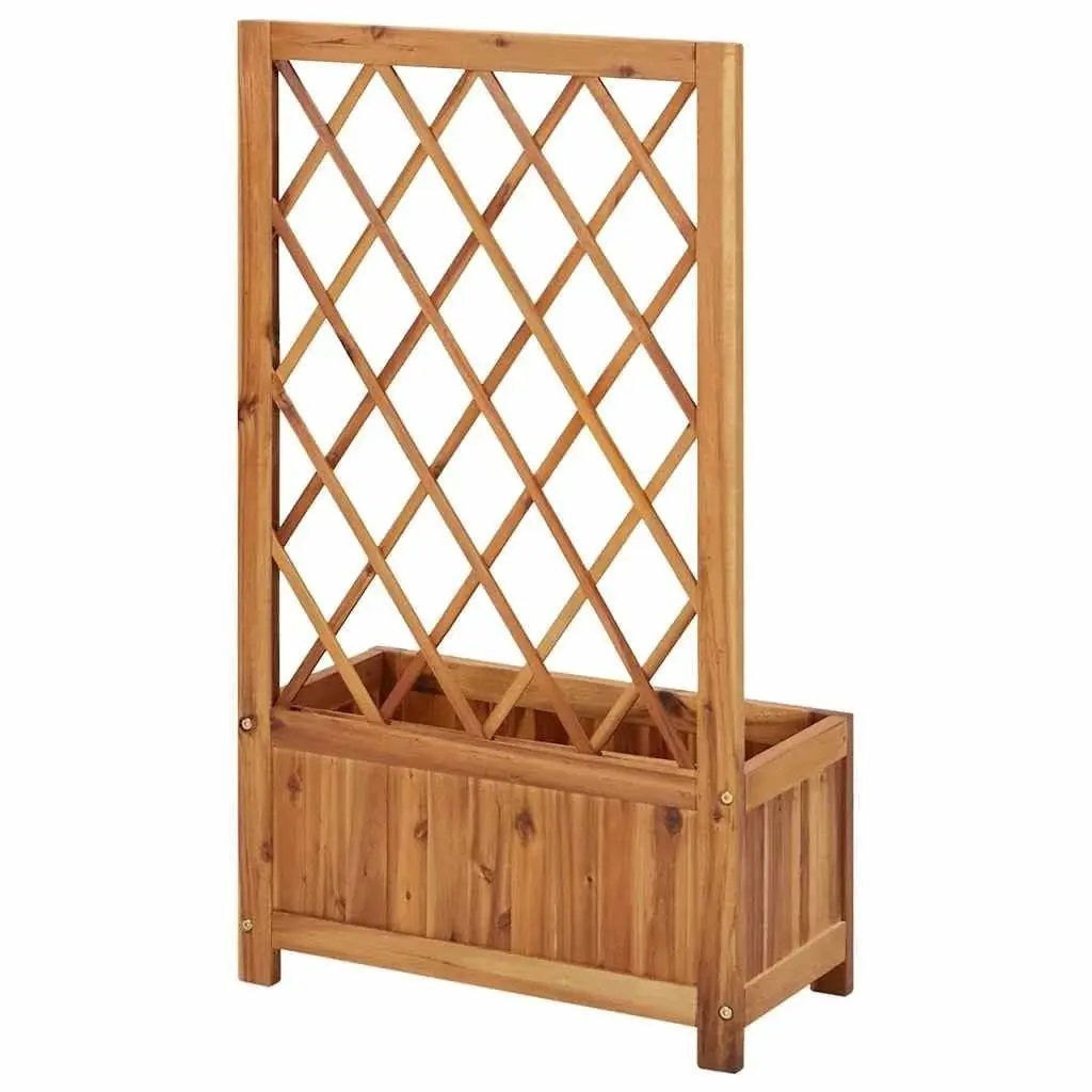 Solid Wood Outdoor Raised Garden Bed Planter with Lattice Trellis by HomePacific