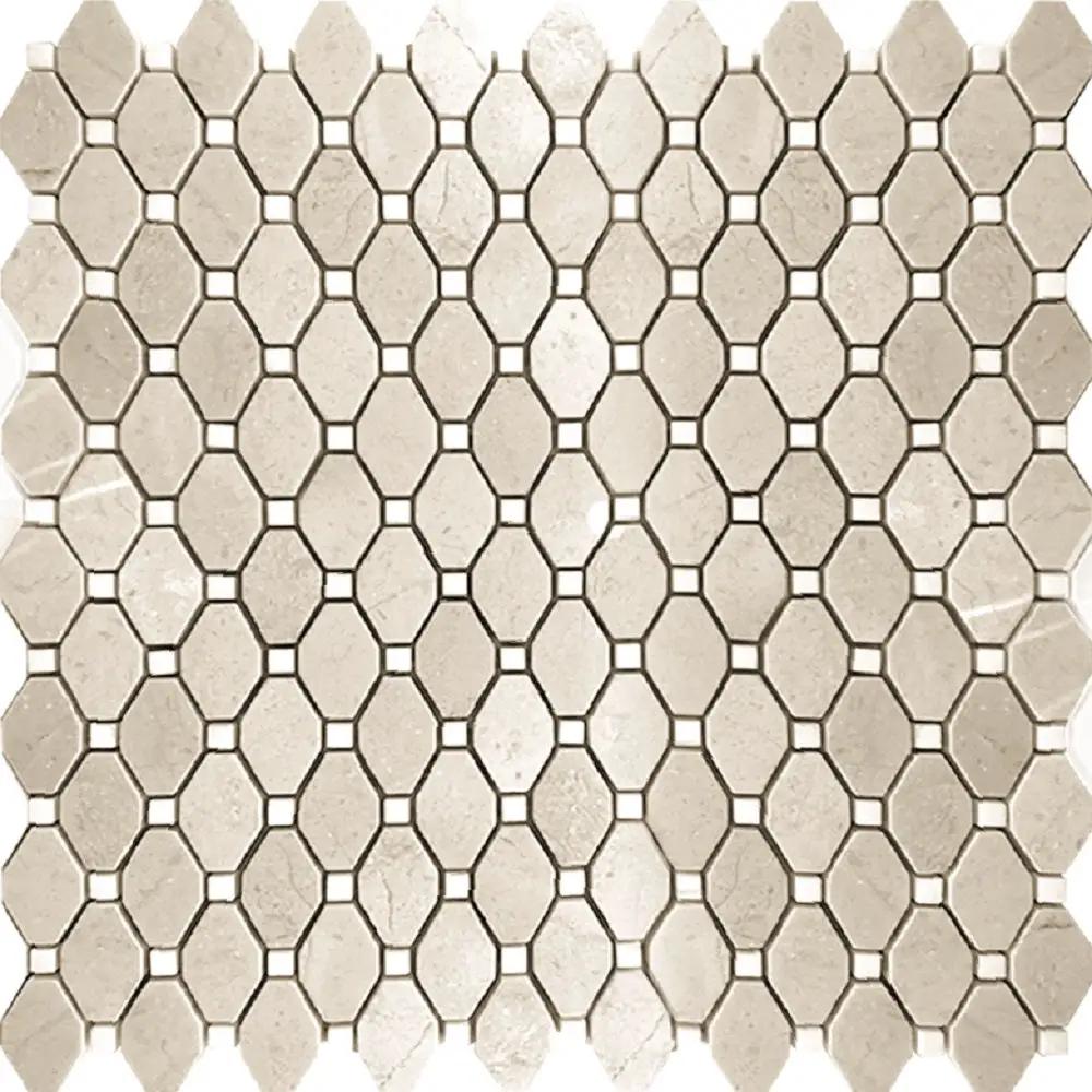 Crema Marfil Eastern White 12x12 Polished Octagon Marble Mosaic Tile (5 pack, 5.08 sq ft/case) by Apollo Tile