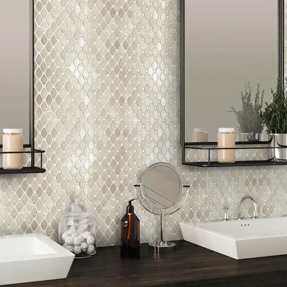 Crema Marfil Eastern White 12x12 Polished Octagon Marble Mosaic Tile (5 pack, 5.08 sq ft/case) by Apollo Tile