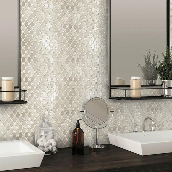 Crema Marfil Eastern White 12x12 Polished Octagon Marble Mosaic Tile (5 pack, 5.08 sq ft/case)