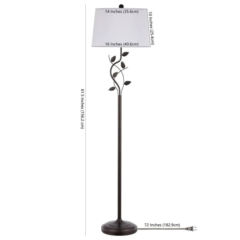 Vine Leaves Floor Lamp in Bronze Finish with White Shade by HomePacific