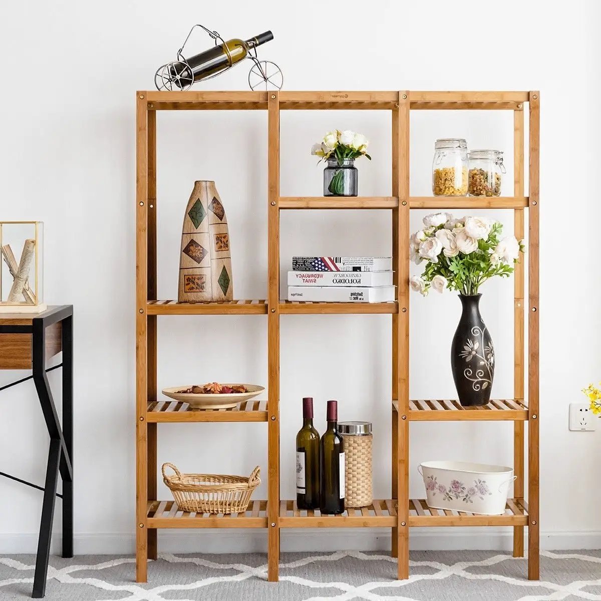 Eco-Friendly Bamboo 4-Shelf Bookcase Storage Rack by HomePacific