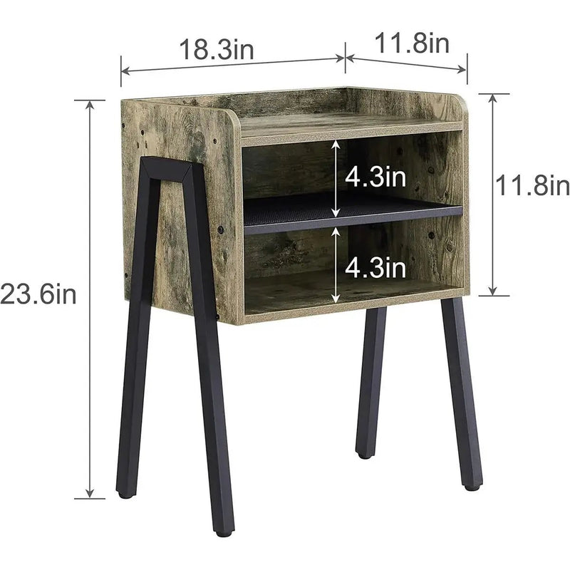 Modern Industrial Grey Wood Black Metal Side Table Nightstand End Table by HomePacific