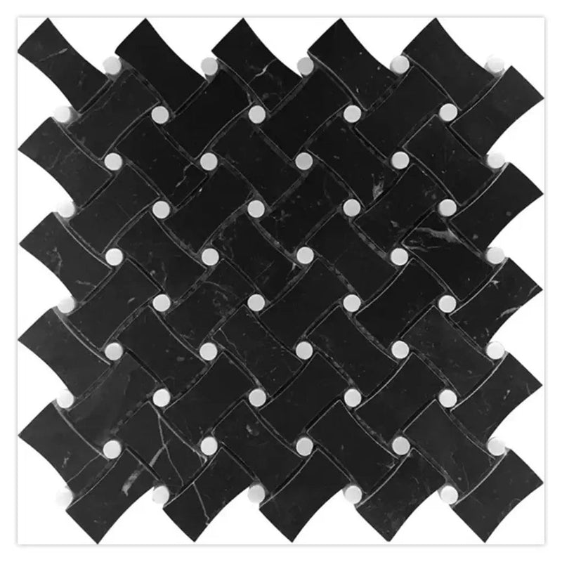 Eastern Black White 11x11 Honed Basketweave Marble Mosaic Tile (5 pack, 4.2 sq ft/case) by Apollo Tile