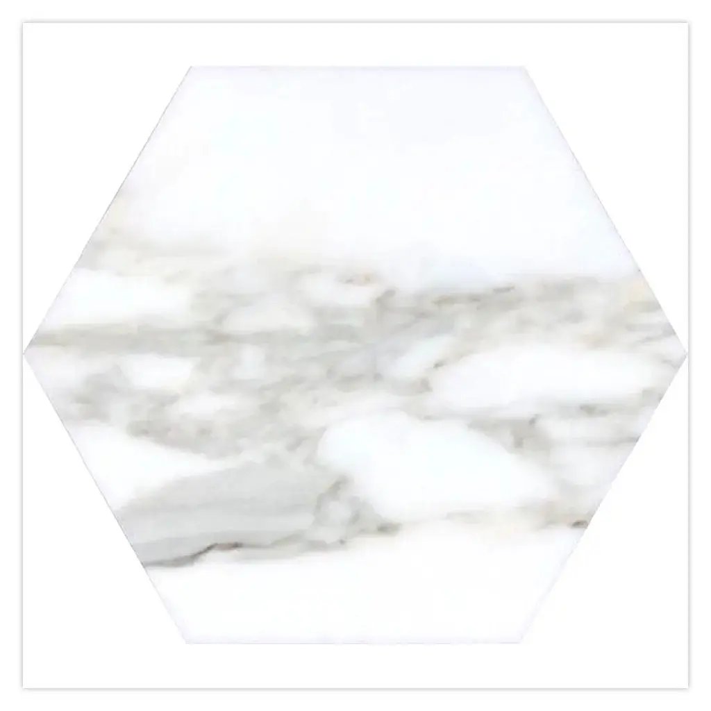 White Gray 10x10 Honed Hexagon Calacatta Gold Marble Tile (5 pack, 2.95 sq ft/case) by Apollo Tile