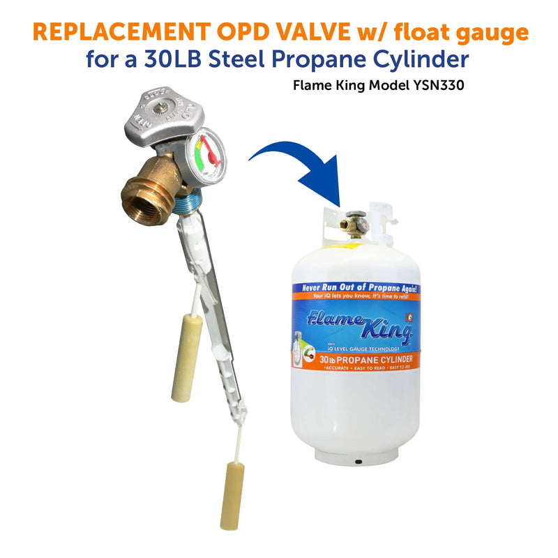 Flame King 30lb OPD Service Valve with Float Gauge by Flame King Products
