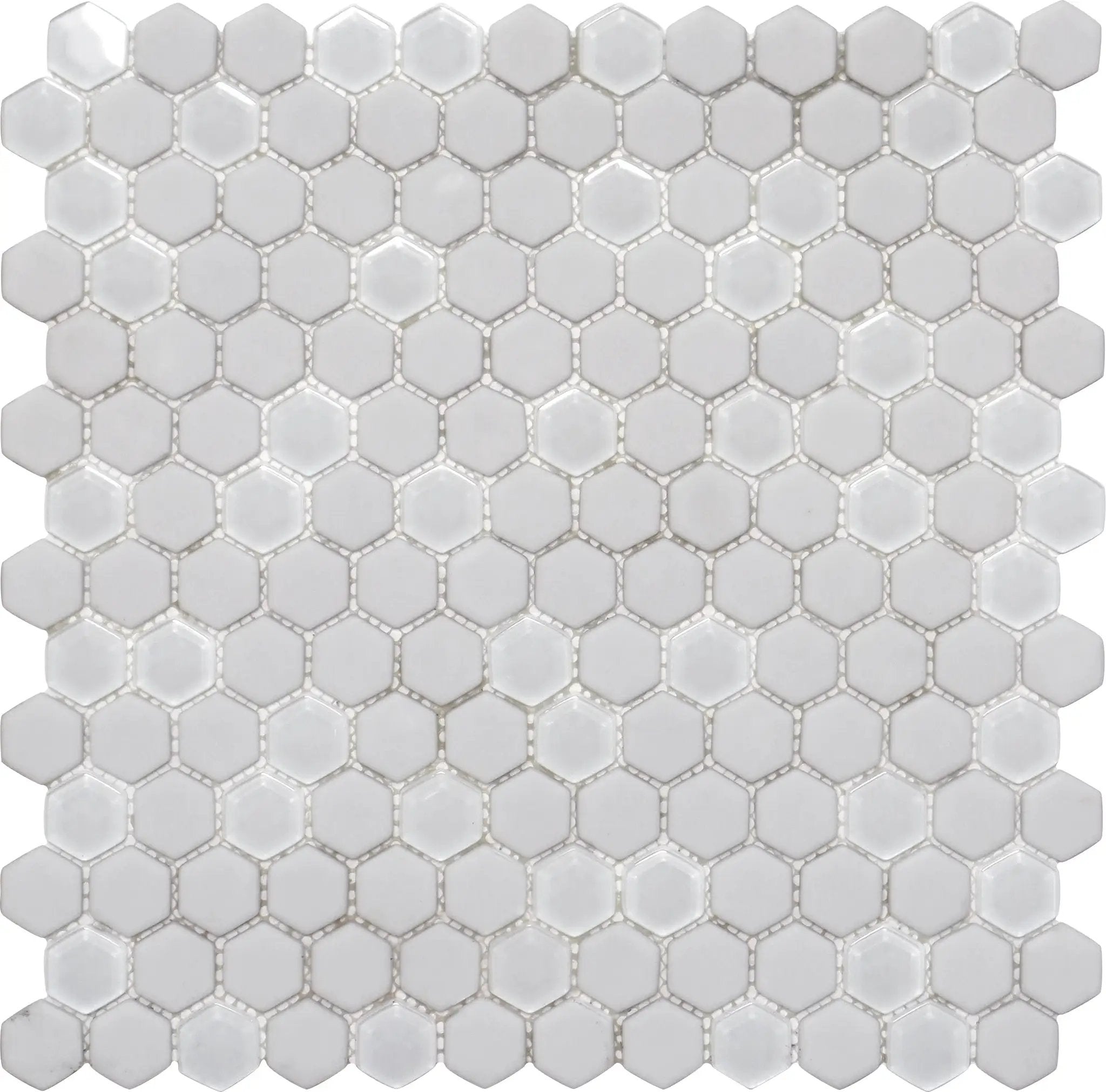 Cotton White 12x12 Matte Glossy Hexagon Recycled Glass Mosaic Tile (5 pack, 4.92 sq ft/case) by Apollo Tile