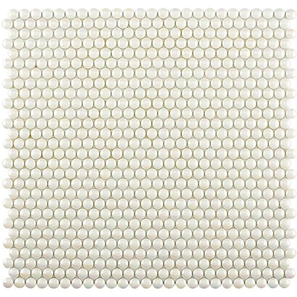 Parchment White 12x12 Glossy Iridescent Penny Round Recycled Glass Mosaic Tile (10 pack, 11.11 sq ft/case) by Apollo Tile