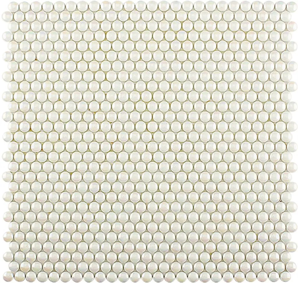 Parchment White 12x12 Glossy Iridescent Penny Round Recycled Glass Mosaic Tile (10 pack, 11.11 sq ft/case) by Apollo Tile