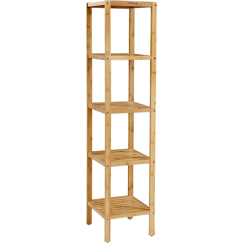 Slim 4-Shelf Natural Bamboo Wooden Shelving Unit Storage Rack Bookcase by HomePacific