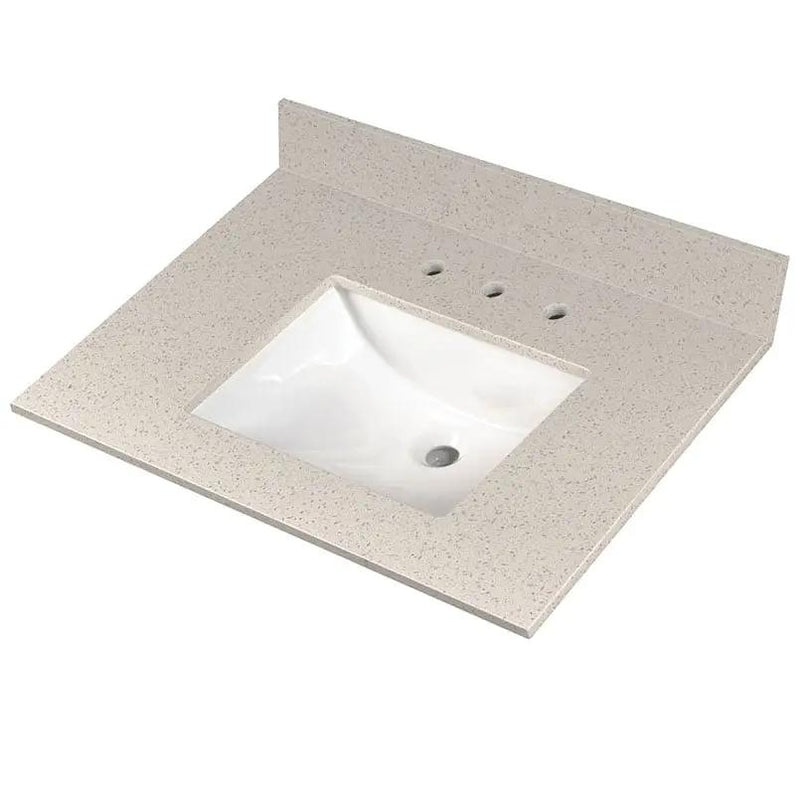 Iced White Vanity Top Polished Engineered Marble 37x22 by MSI Surfaces
