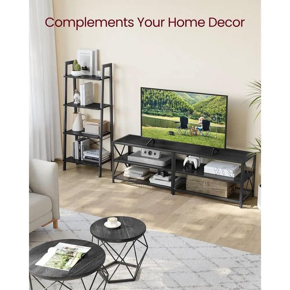 Industrial Black Metal Wood TV Stand Entertainment Center for TV up to 70-inch by HomePacific