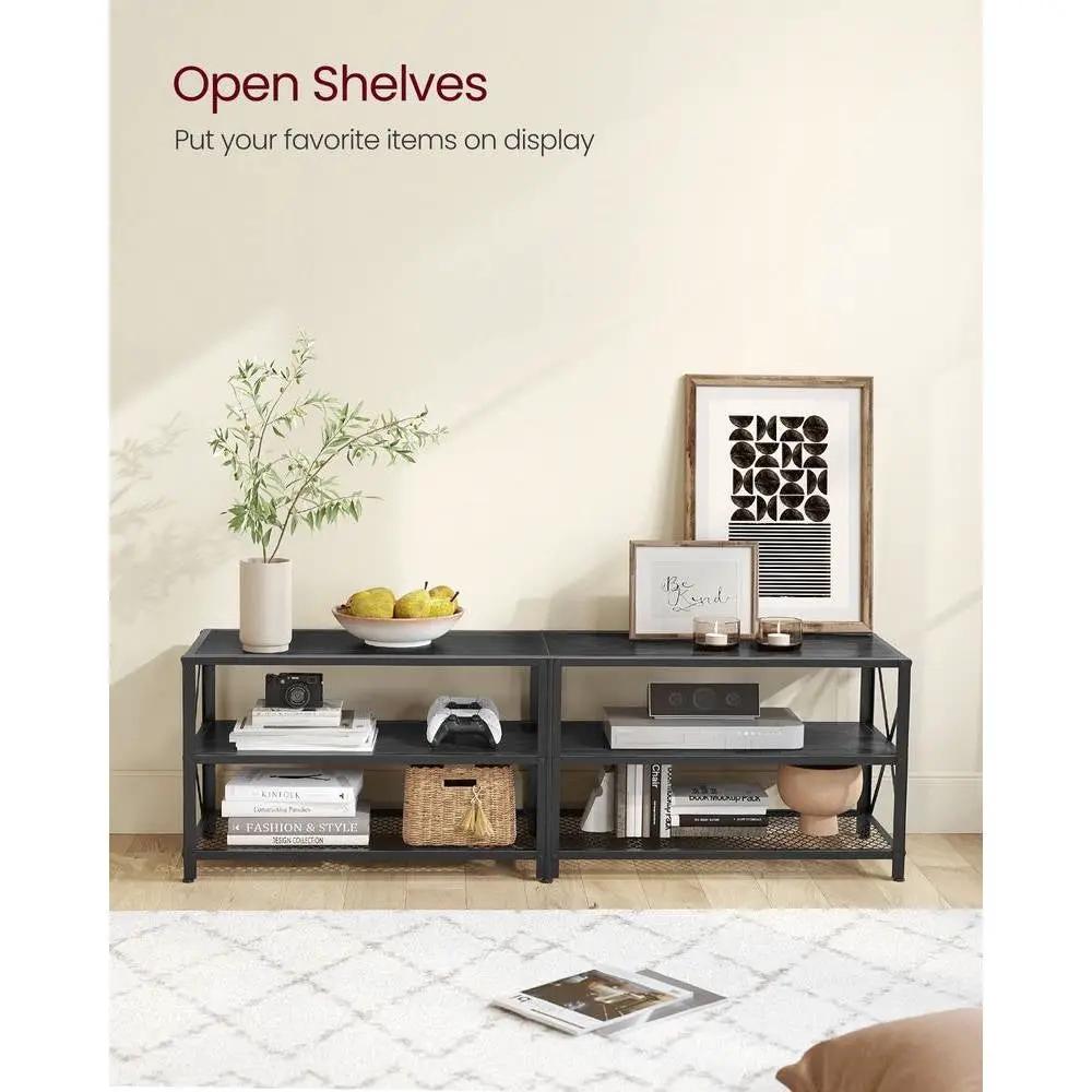 Industrial Black Metal Wood TV Stand Entertainment Center for TV up to 70-inch by HomePacific