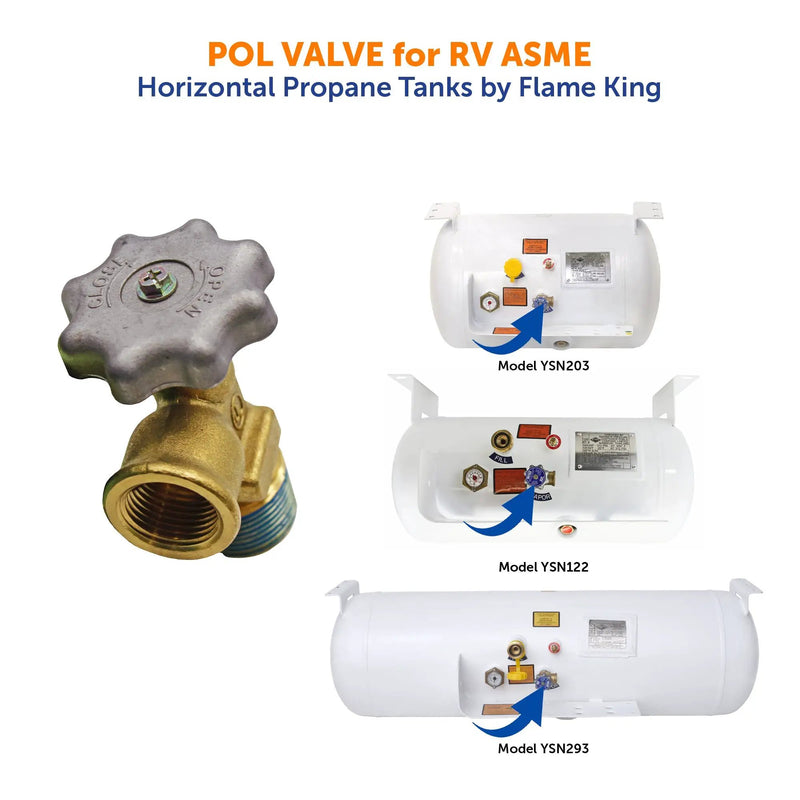 Flame King POL Valve for RV ASME Horizontal Propane Tanks by Flame King Products