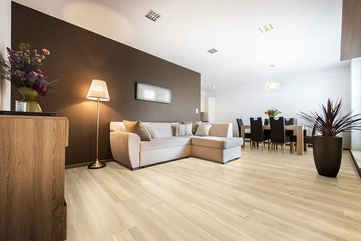 Nove Plus Akadia Matte Wood Look Lvt Planks 9x48 in a finished room