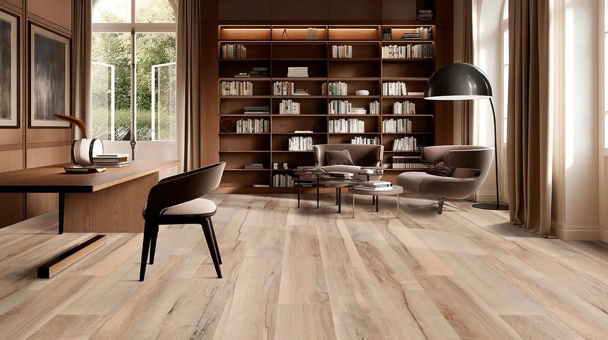 Kallum Akadia Matte Wood Look Lvt Planks 9x48 in a finished room