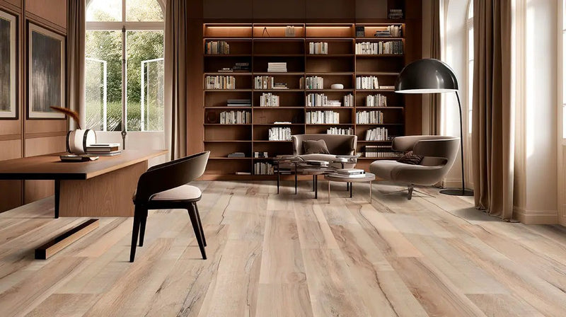 Kallum Akadia Matte Wood Look Lvt Planks 9x48 in a finished room