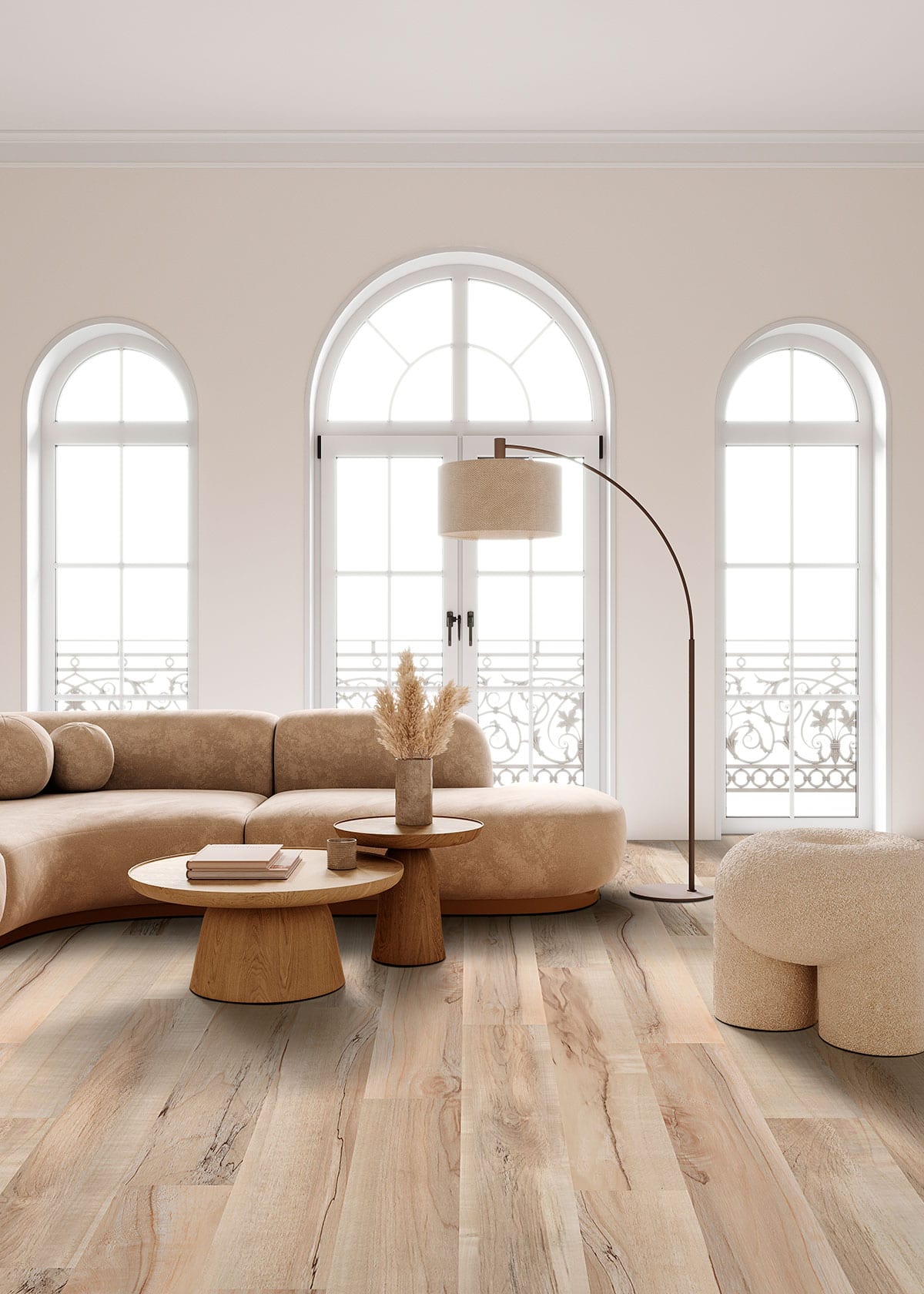 Kallum Akadia Matte Wood Look Lvt Planks 9x48 in a finished room