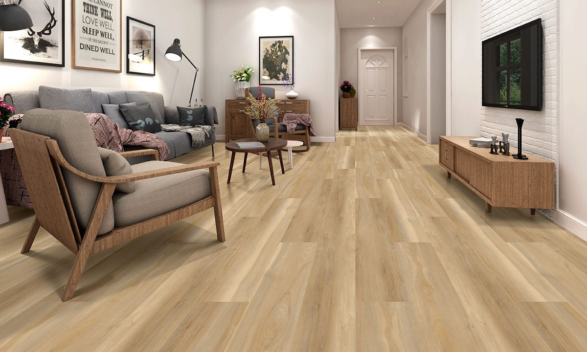 Nove Bayhill Blonde Matte Wood Look Lvt Planks 9x48 in a finished room