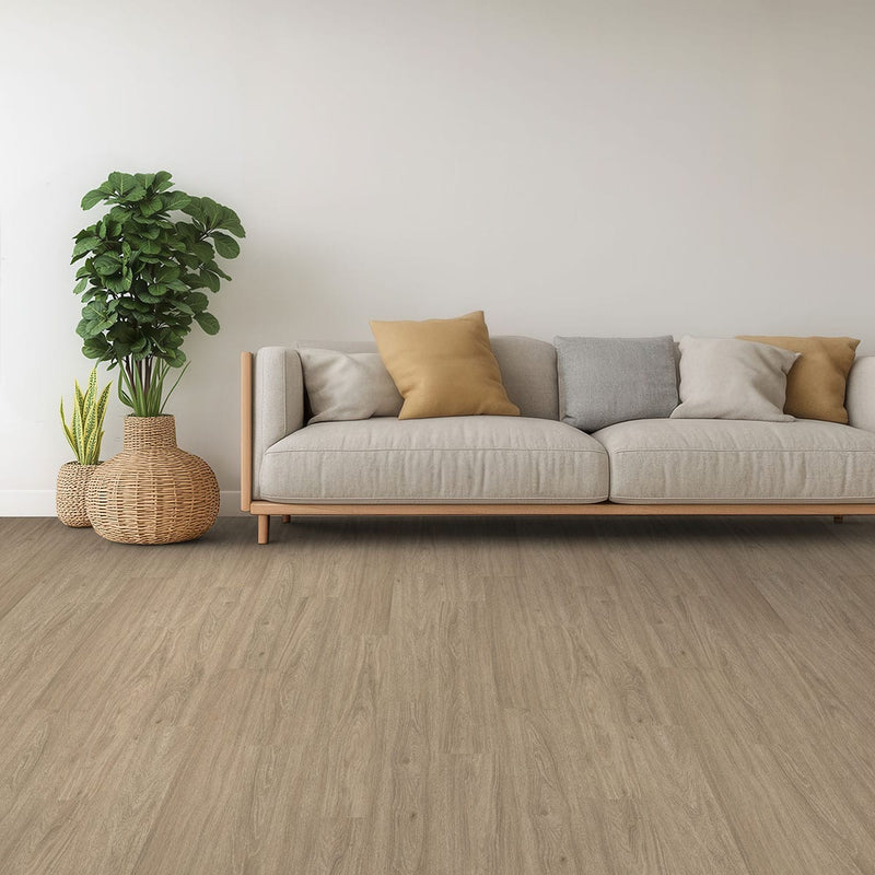Wilmont Bleached Elm Matte Wood Look Lvt Planks 7x48 in a finished room