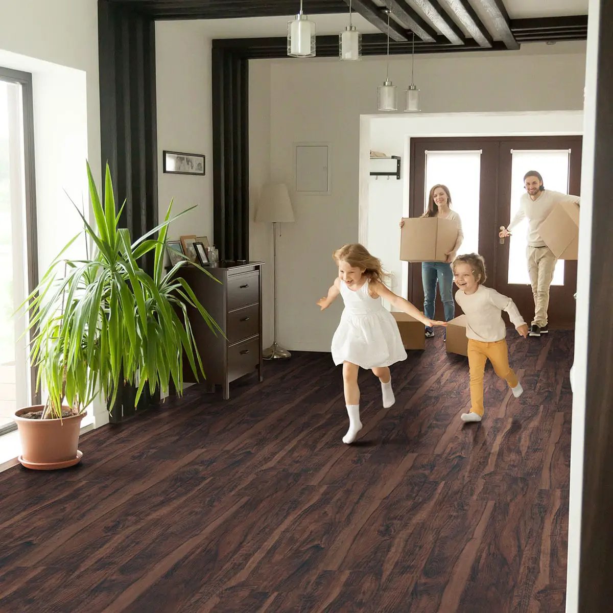 Glenridge Burnished Acacia Semi Gloss Stair Riser Wood Look Lvt Moldings 1.77x0.345 in a finished room