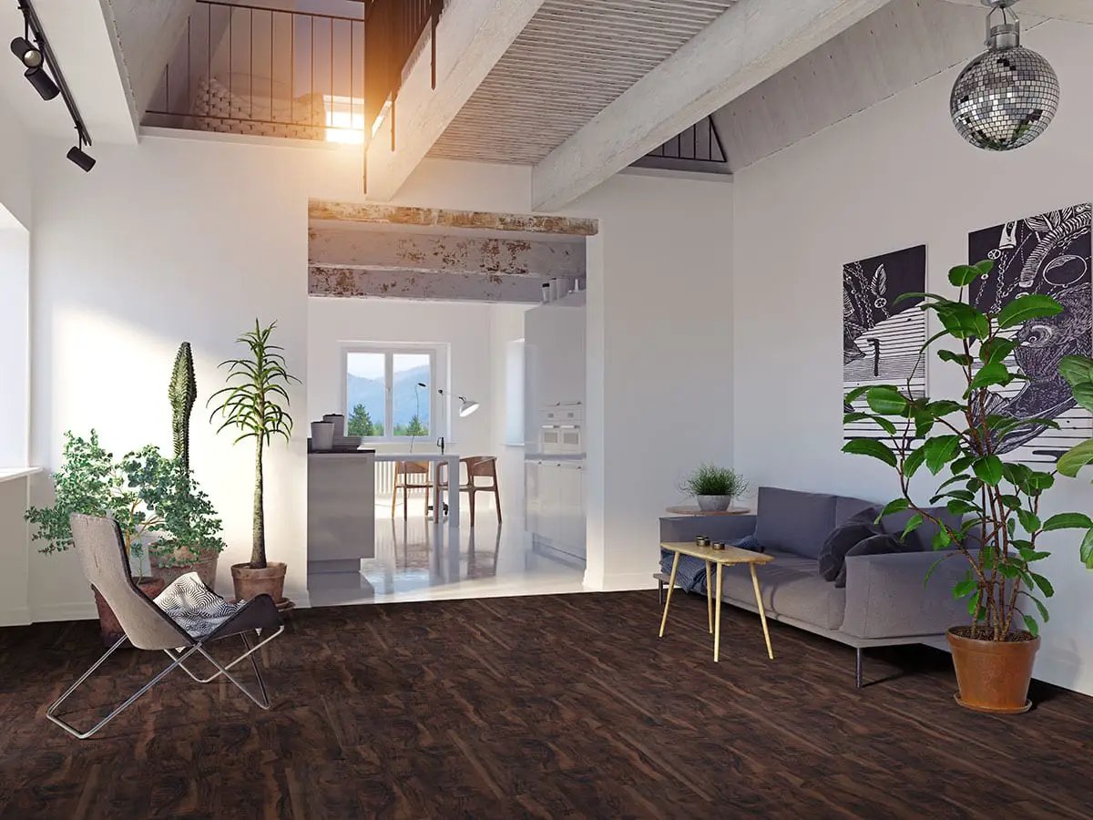 Wilmont Burnished Acacia Matte Wood Look Lvt Planks 7x48 in a finished room