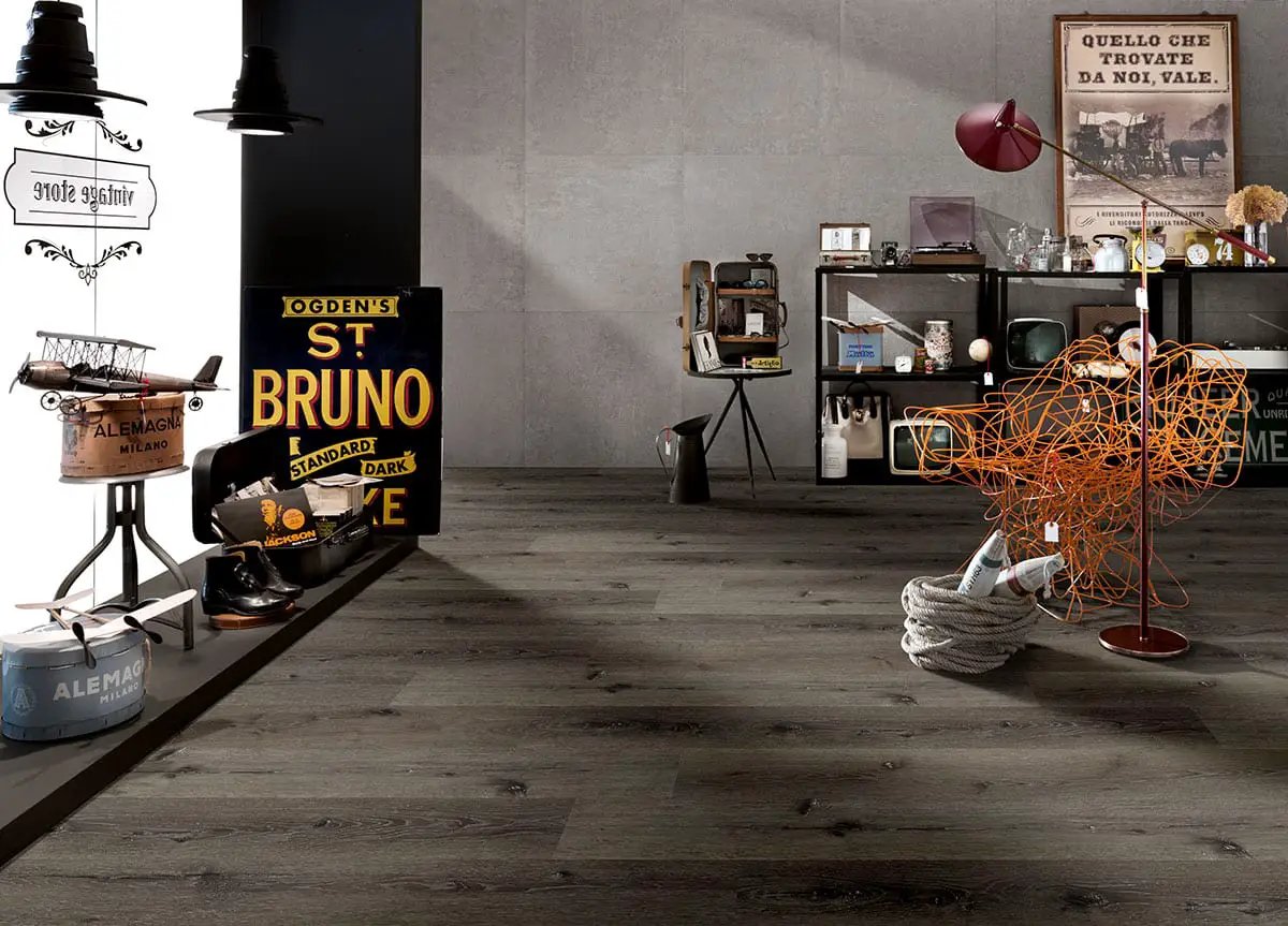 Wilmont Charcoal Oak Matte Wood Look Lvt Planks 7x48 in a finished room