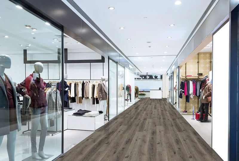 Wilmont Charcoal Oak Matte Wood Look Lvt Planks 7x48 in a finished room