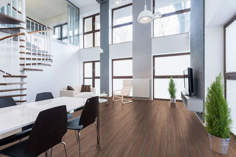 Glenridge Jatoba Matte Wood Look Lvt Planks 6x48 in a finished room