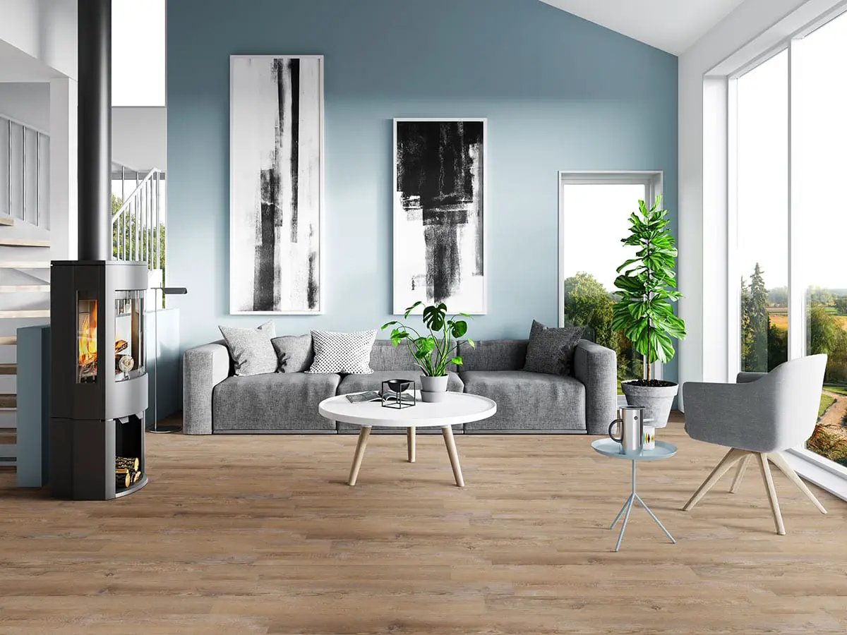 Glenridge Lime Washed Oak Matte Wood Look Lvt Planks 6x48 in a finished room