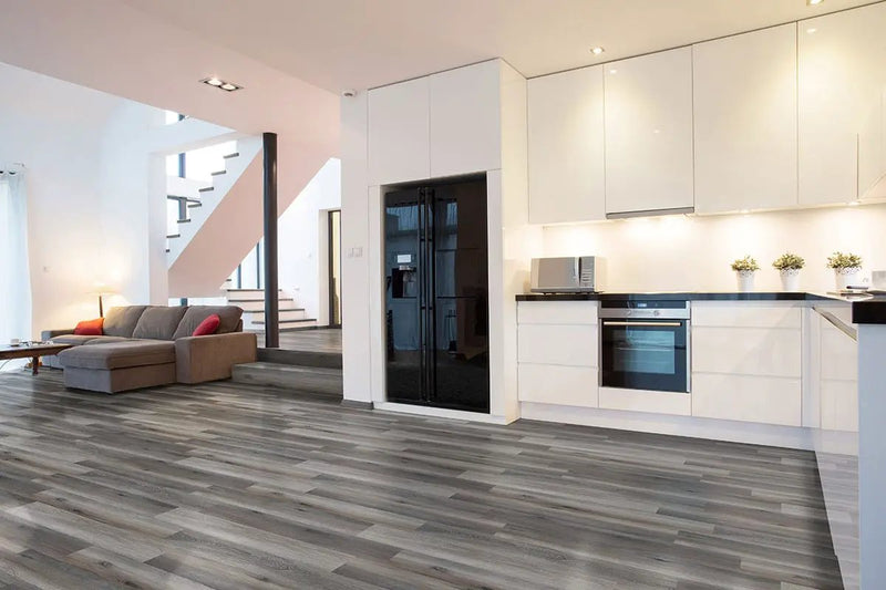 Glenridge Midnight Maple Semi Gloss T Molding Wood Look Lvt Moldings 1.77x0.28 in a finished room