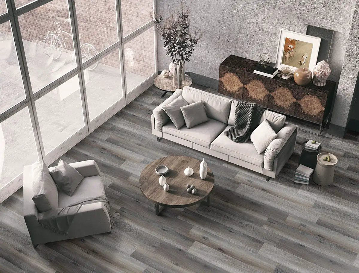 Glenridge Midnight Maple Semi Gloss T Molding Wood Look Lvt Moldings 1.77x0.28 in a finished room