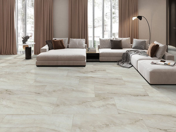 Glenridge Quarzo Taj Matte Lvt Planks 12x24 in a finished room