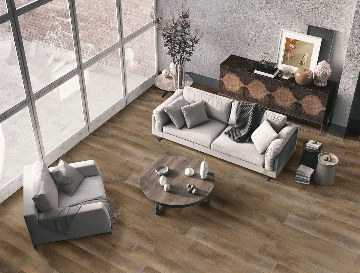 Katavia Reclaimed Oak Matte Wood Look Lvt Planks 6x48 in a finished room
