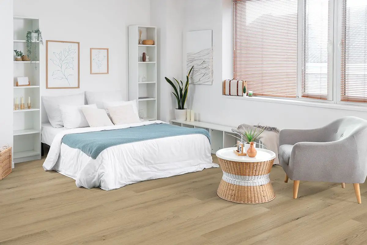 Kallum Runmill Isle Matte Wood Look Lvt Planks 9x48 in a finished room