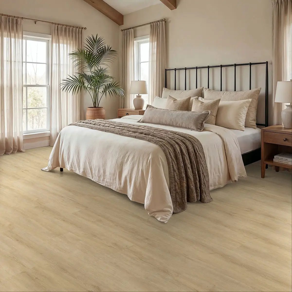 Kallum Sandino Matte Wood Look Lvt Planks 9x48 in a finished room