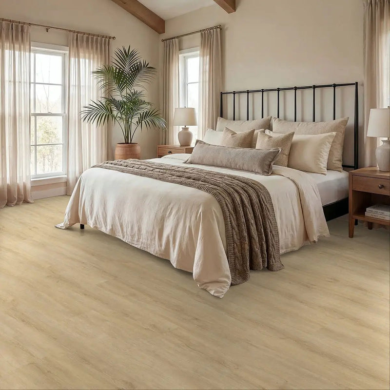 Kallum Sandino Matte Wood Look Lvt Planks 9x48 in a finished room