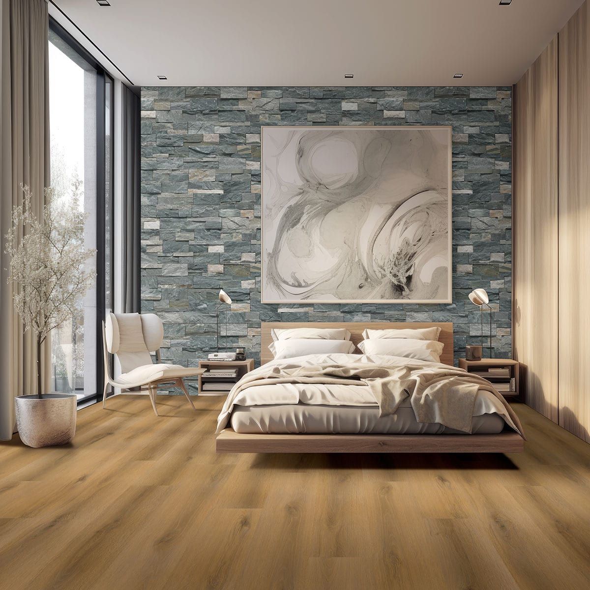 Nove Reserve Scandi Matte Wood Look Lvt Planks 9x48 in a finished room