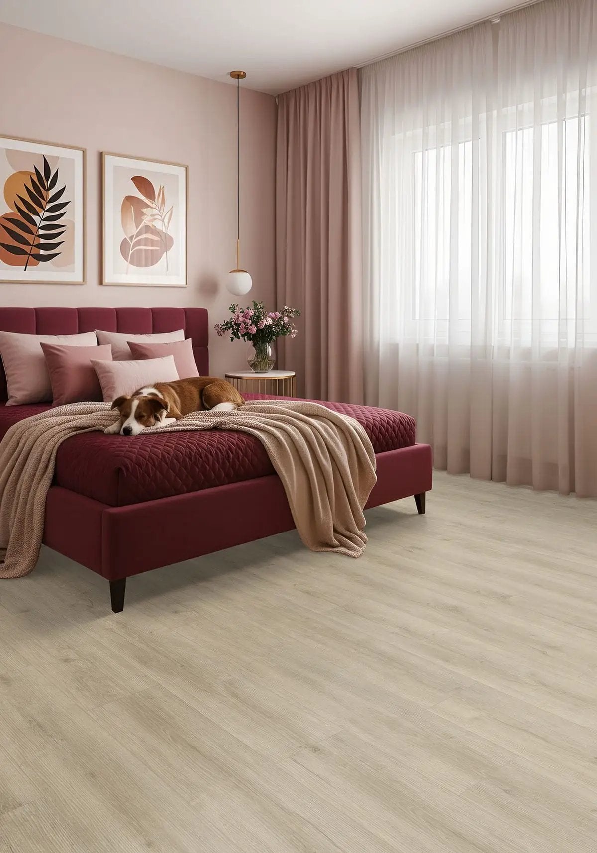 Kallum Shasta Grove Matte Wood Look Lvt Planks 9x48 in a finished room