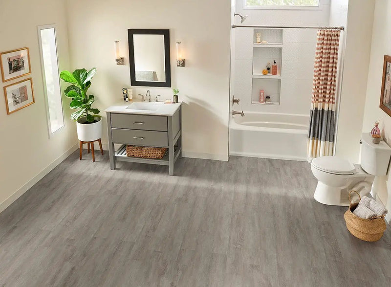 Katavia Twilight Oak Matte Wood Look Lvt Planks 6x48 in a finished room