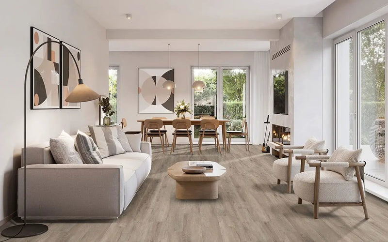 Wilmont Twilight Oak Matte Wood Look Lvt Planks 7x48 in a finished room
