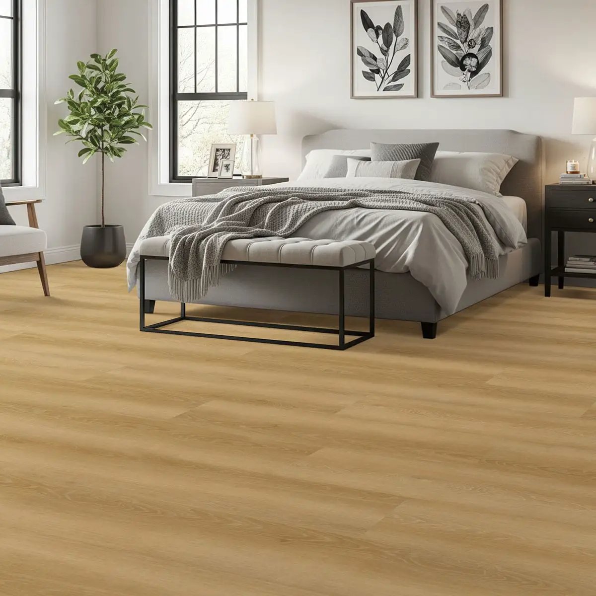 Kallum Valleyview Grove Matte Wood Look Lvt Planks 9x48 in a finished room